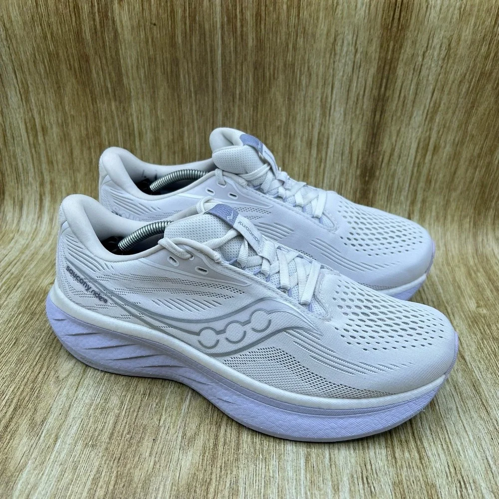Saucony Ride 18 Running Shoes Womens Size 9 White Lilac Mesh Athletic S11001-245